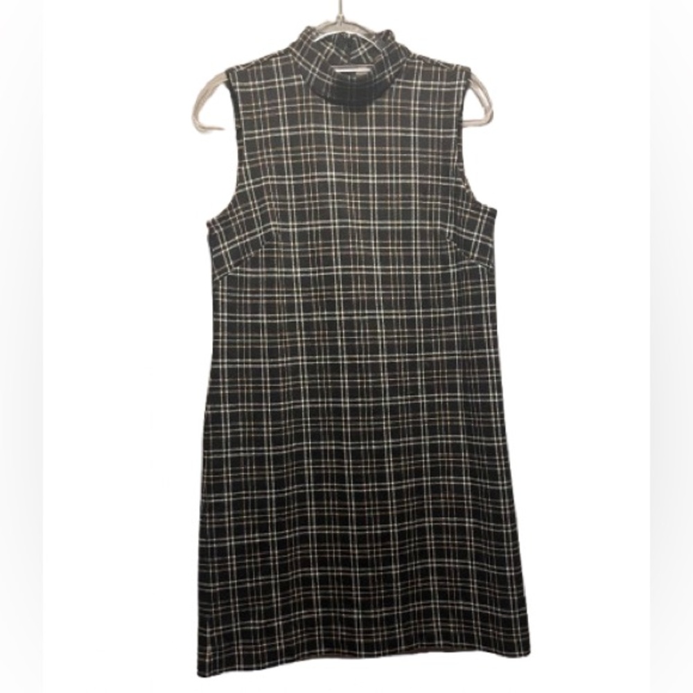 Ann Taylor - Preppy Plaid Dark Academia Mock neck Sleeveless dress - 8